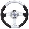 Black and White Boat Steering Wheel on a white background